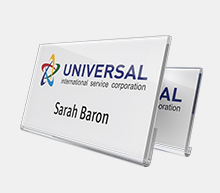 Flat plano acrylic glass badges
